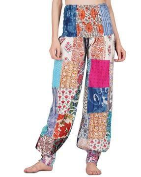 floral print pants with elasticated waistband