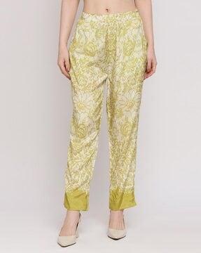 floral print pants with semi-elasticated waist