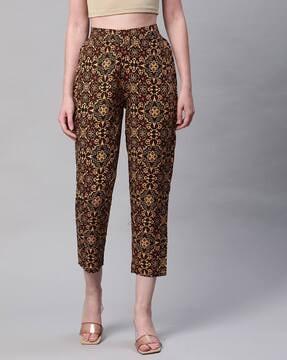floral print pants with semi-elasticated waist