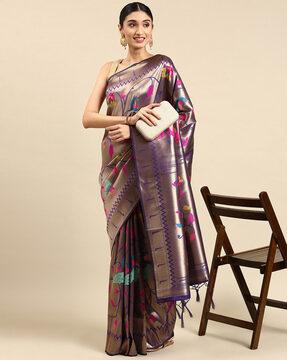 floral print pathani silk saree