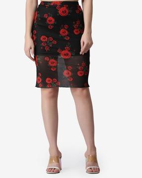 floral print pencil skirt