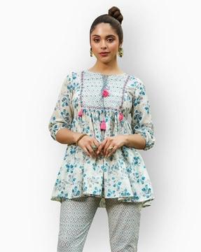 floral print peplum top & pants set