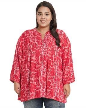 floral print pin-tuck tunic