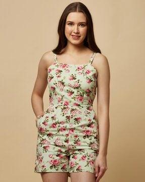 floral print playsuit with insert pocket