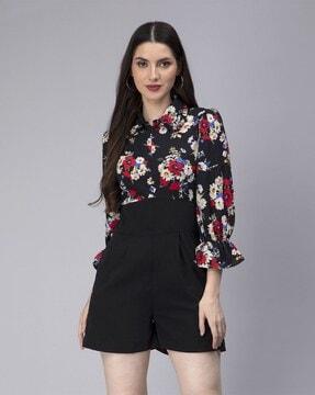 floral print playsuit with insert pocket