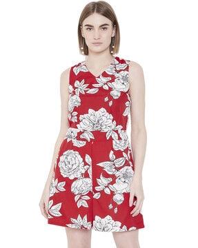 floral print playsuit with insert pockets