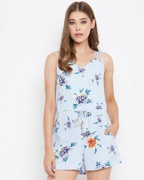 floral print playsuit with insert pockets