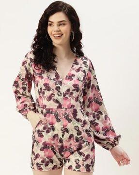 floral print playsuit with insert pockets