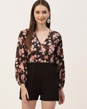 floral print playsuit with insert pockets