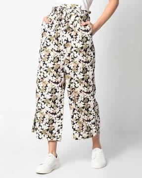 floral print pleat-front pants