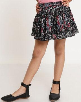 floral print pleated mini skirt