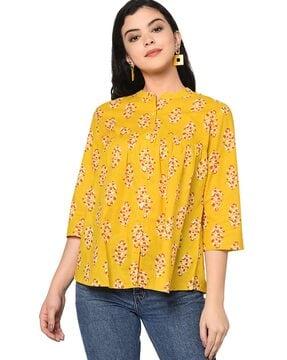 floral print pleated top