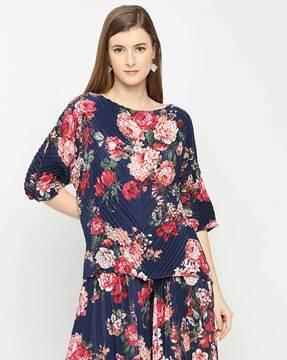 floral print pleated top