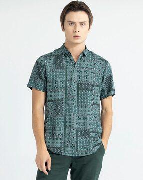 floral print polo t-shirt with short sleeves