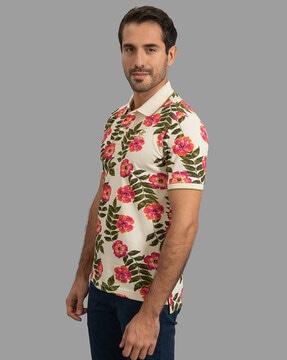 floral print polo t-shirt