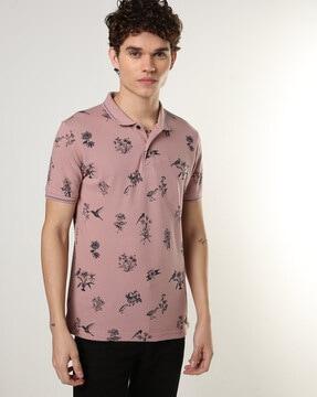 floral print polo t-shirt