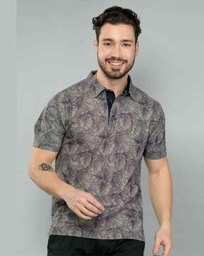 floral print polo t-shirt