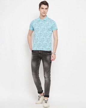 floral print polo t-shirt