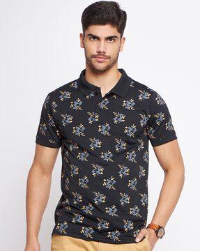 floral print polo t-shirt