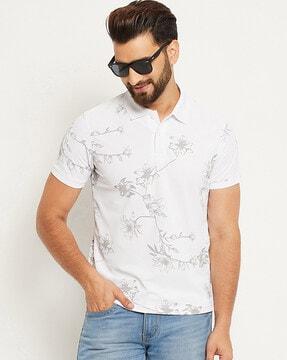 floral print polo t-shirt