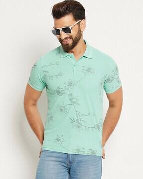 floral print polo t-shirt