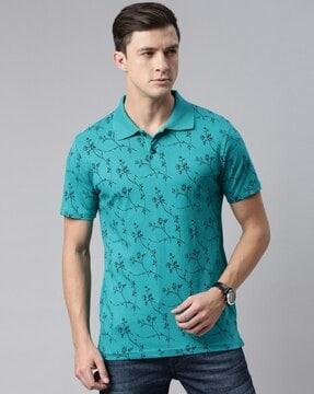 floral print polo t-shirt