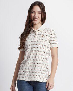 floral print polo t-shirt