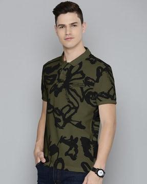 floral print polo t-shirt