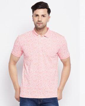 floral print polo t-shirt