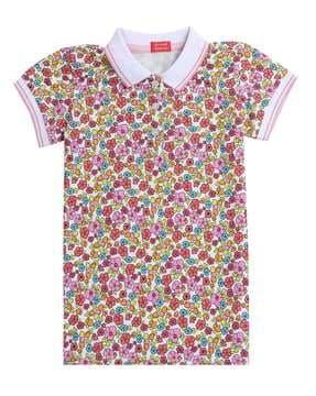 floral print polo t-shirt