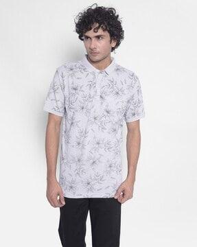 floral print polo t-shirt