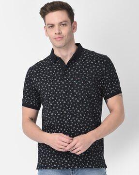 floral print polo t-shirt