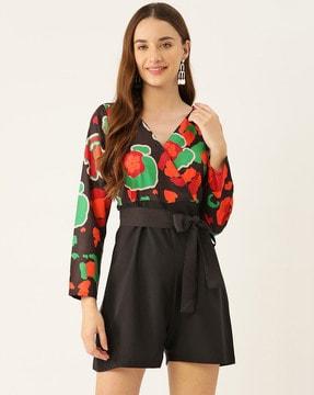 floral print polyester jumpsuit