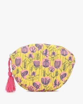 floral print pouch with tassel