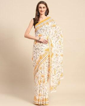 floral print pure cotton saree