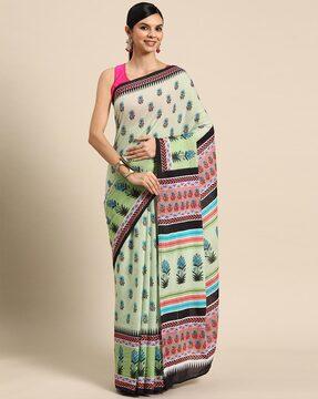 floral print pure cotton saree