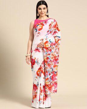 floral print pure cotton saree