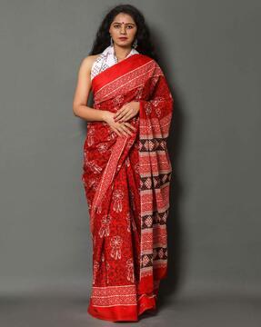 floral print pure cotton saree