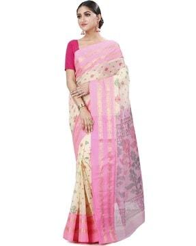 floral print pure cotton tant traditional saree