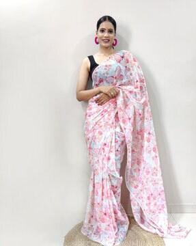 floral print pure silk saree