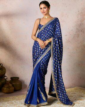 floral print raw silk saree