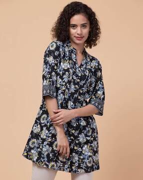 floral print rayon tunic