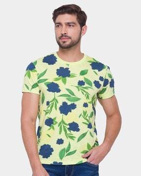 floral print regular fit crew-neck t-shirt