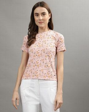 floral print regular fit crew-neck t-shirt