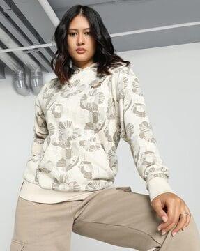 floral print regular fit hoodie