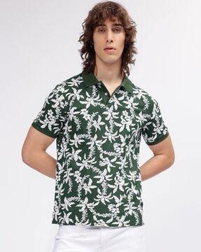 floral print regular fit polo t-shirt