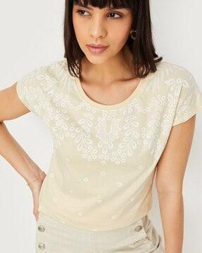 floral print regular fit round-neck t-shirt