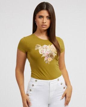 floral print regular fit round-neck t-shirt