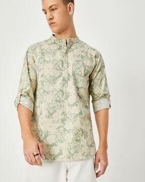 floral print regular fit short kurta