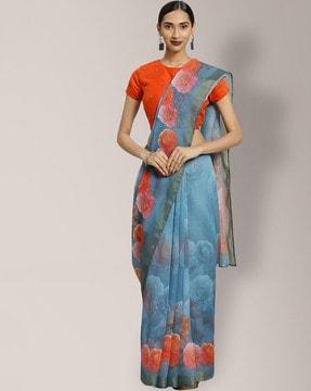 floral print regular saree